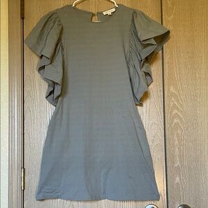 MABLE 100% Cotton Ruffled Sleeves Mini Dresss